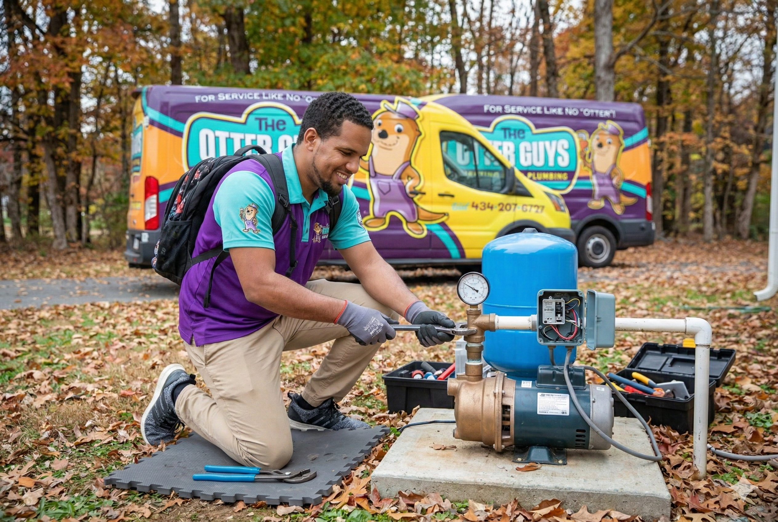 Otter Guys technician servicing a well pump system